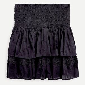 J Crew Black Smocked Ruffle Mini Skirt Size XS